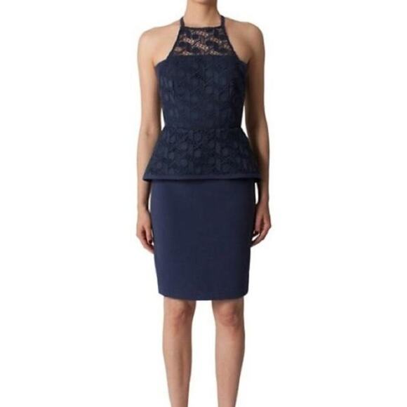 Black Halo Corsica Lace Peplum Sheath Dress Size 6 - Picture 1 of 6